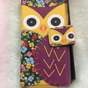 Whimsical Owl Floral Phone Wallet